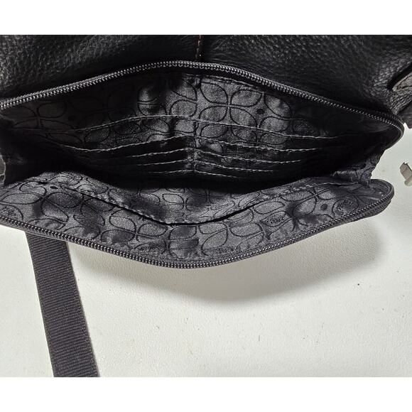 Fossil Milo Crossbody Bag Long Live Vintage Black Pebble Leather w/Organizer - Picture 9 of 12